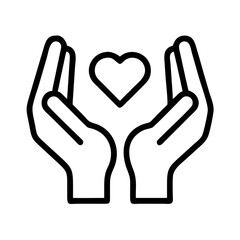 hands holding care and support icon, hands holding care and support line art - simple line art of hands holding care and support, perfect for hands holding care and support logos and icons
