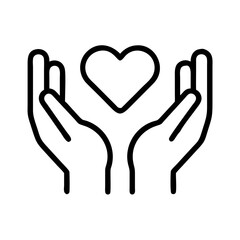 hands holding care and support icon, hands holding care and support line art - simple line art of hands holding care and support, perfect for hands holding care and support logos and icons