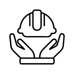 safety helmet responsibility icon, safety helmet responsibility line art - simple line art of safety helmet responsibility, perfect for safety helmet responsibility logos and icons