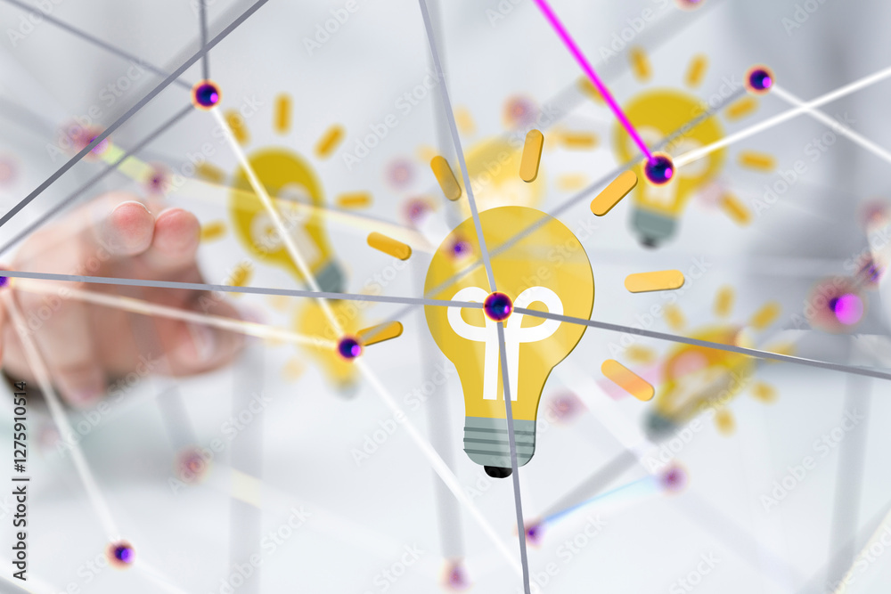 Aufkleber Neural network 3D illustration. Big data and cybersecurity - 3d