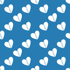 Heartbreak broken heart vector seamless pattern - lost love red background