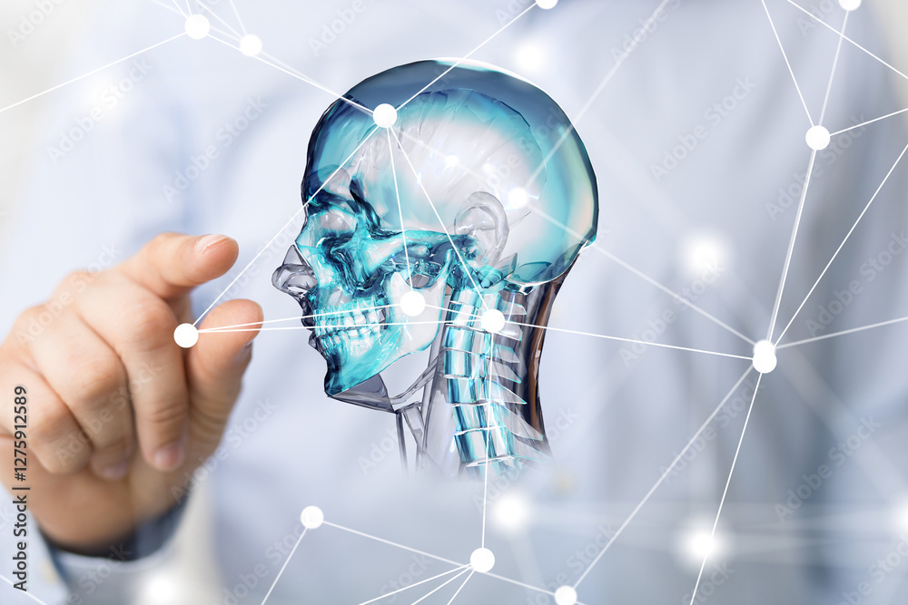 Poster digital medical futuristic interface 3d rendering