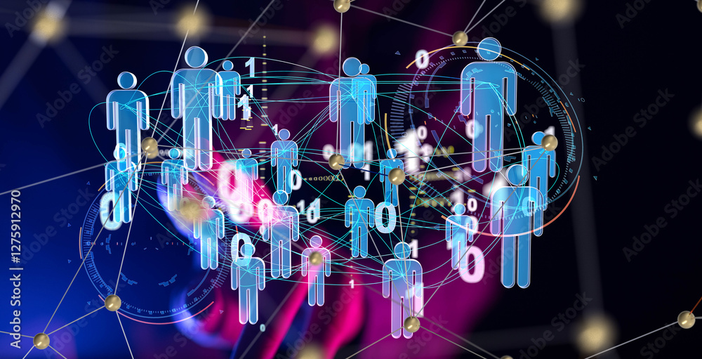 Poster abstract technology group and data 3d