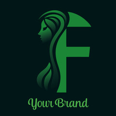 Leter F Beauty Design Logo Green vector