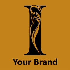 Leter I Beauty Woman Shape Design Logo vector