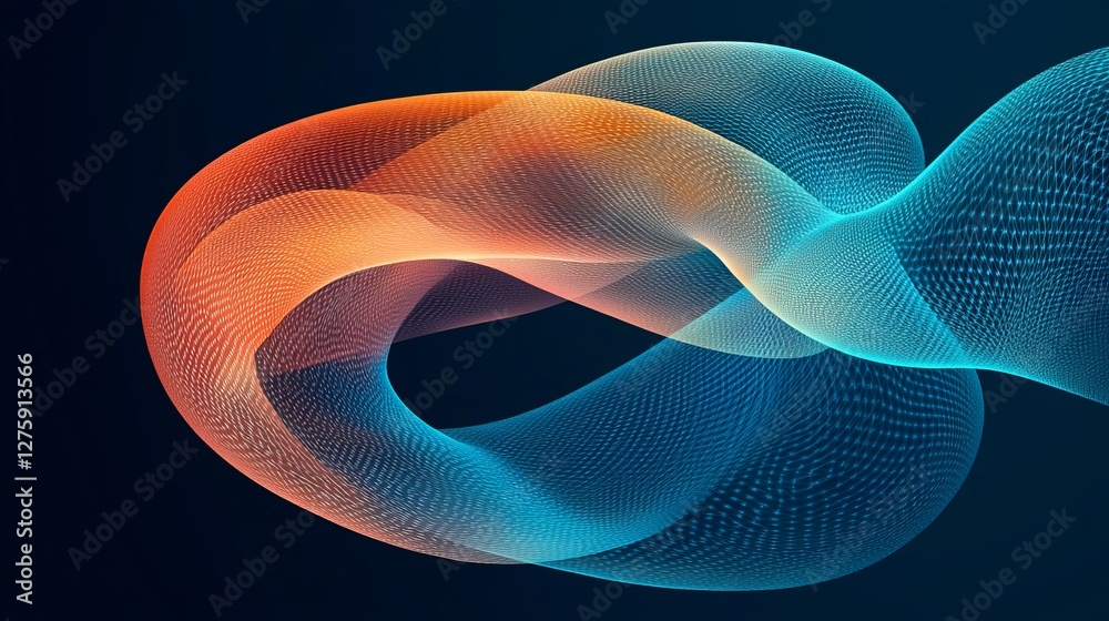 Poster abstract glowing network symmetrical design with complex geometric pathways in cyan and orange