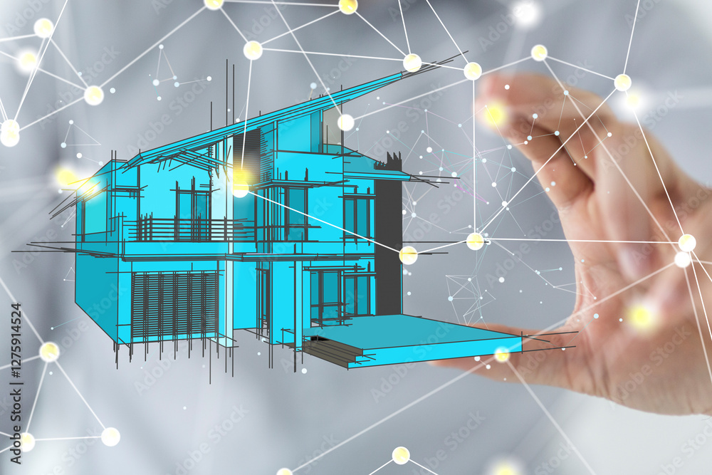 Aufkleber using futuristic interface of smart home automation iot