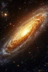 Fototapeta premium Spiral galaxy illuminated by starlight showcases cosmic beauty in the vast universe
