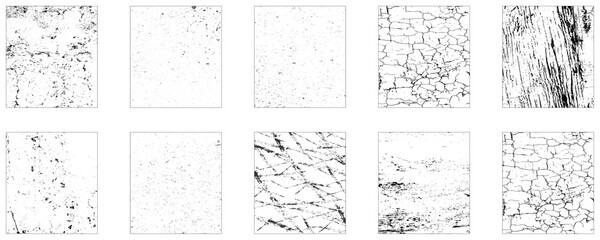 Set of Black and white grunge. Distress overlay texture.