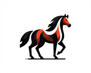 Horse logo design icon symbol vector illustration. Full body horse. Horsepower Animal logo