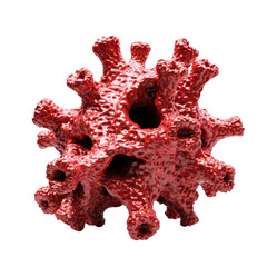 Obraz premium Detailed red virus structure on a white background isolated on png transparent background, cut out