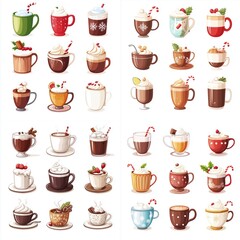 seamless pattern with coffee cups and mugs in vector design