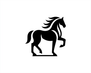 Horse logo design icon symbol vector illustration. Full body horse. Animal logo. Black color horse icon logo vector template. Horsepower