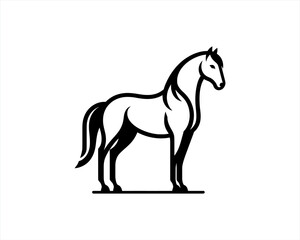 Horse logo design icon symbol vector illustration. Full body horse. Animal logo. Black color horse icon logo vector template. Horsepower