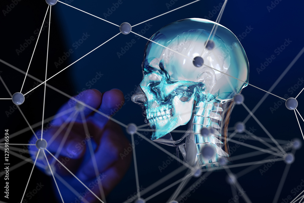 Poster digital medical futuristic interface 3d rendering