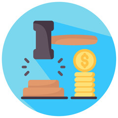 auction vector round flat icon