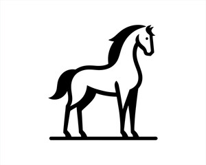 Horse logo design icon symbol vector illustration. Full body horse. Animal logo. Black color horse icon logo vector template. Horsepower