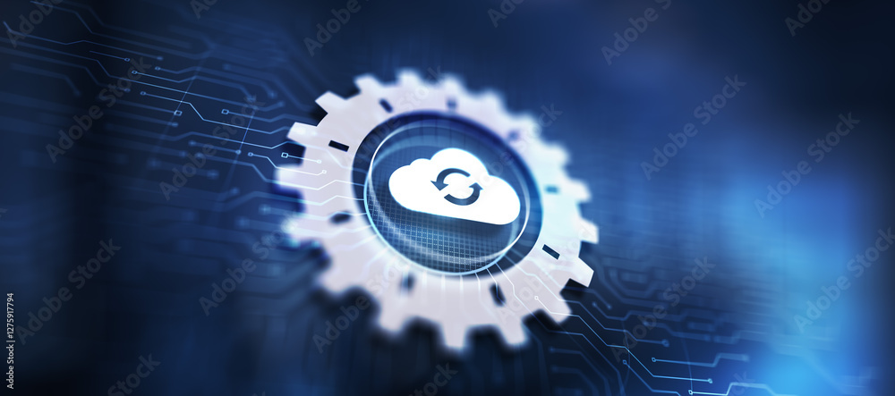 Poster cloud technology computing and data storage concept on virtual screen.