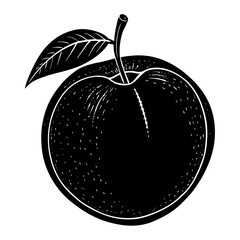 peach black silhouette vector, Simple silhouette Design vector icon with white background. Fruit silhouette vector