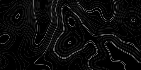 Abstract topographical linier graphics map background. Patterns topographic line map. Vintage outdoors style, Black and white contours stylized height topography lines map. Vector illustration.