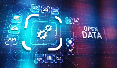 Open data database integration api internet technology concept.