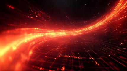 Obraz premium High-speed motion light streaks in deep red, creating a dynamic abstract image for creative projects.