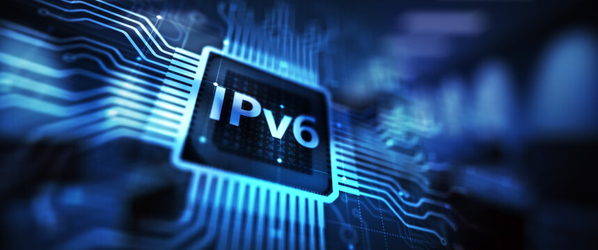 Ipv6 network protocol standard internet communication concept on virtual screen.