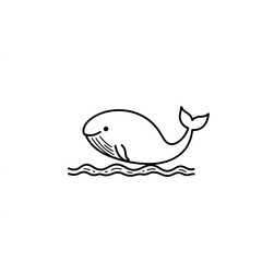 Naklejka premium Minimalist Whale Line Art: Ocean's Gentle Giant.