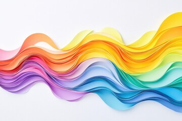 Colorful paper waves, abstract art background, design element
