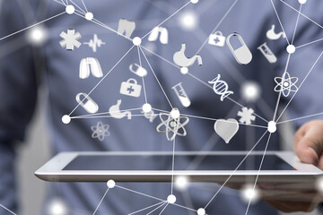 digital medical futuristic interface 3D rendering