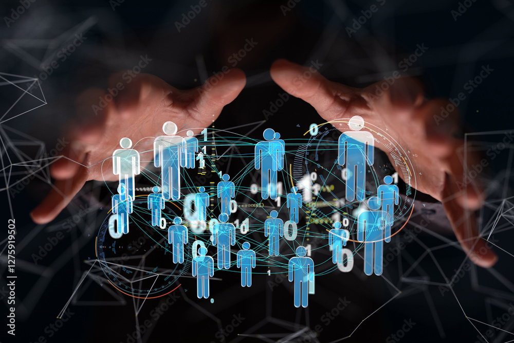 Poster Abstract technology group and data 3d - neural network exposure digital