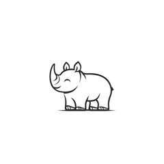 Obraz premium Adorable Rhino Line Art: A Minimalist Logo Design