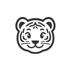 Naklejka premium Adorable tiger cub face, minimalist line art logo design. Perfect for kids' products!
