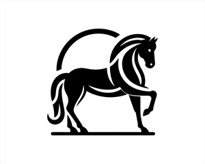 Horse logo design icon symbol vector illustration. Full body horse. Animal logo. Black color horse icon logo vector template. Horsepower