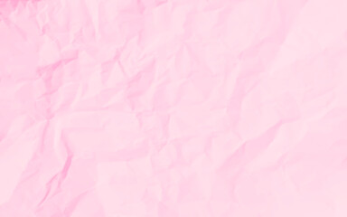 Pink clean crumpled paper background. Horizontal crumpled empty paper template for posters and banners. Vector illustration