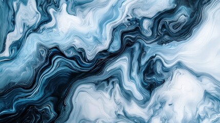Obraz premium Abstract Fluid Art: Serene Blues and Whites