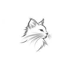 Fototapeta premium Minimalist Cat Line Art: Graceful feline profile, elegant design.