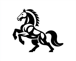 Power horse logo design icon symbol vector illustration. Horsepower silhouette logo. Animal logo. Black color horse icon logo vector template.