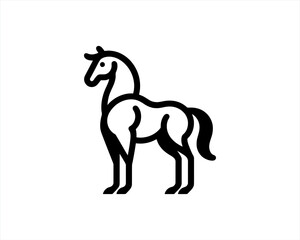 Horse logo design icon symbol vector illustration. Full body horse. Animal logo. Black color horse icon logo vector template. Horsepower