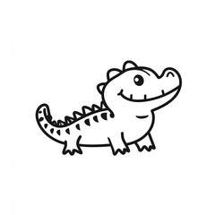 Obraz premium Adorable cartoon croc, smiling broadly! A minimalist line drawing of a cheerful reptile.