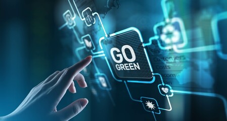 Go Green Promoting Environmental Sustainability and Eco-Friendly Practices, projection on a virtual...