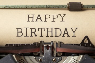 Vintage Typewriter Happy Birthday Text Background