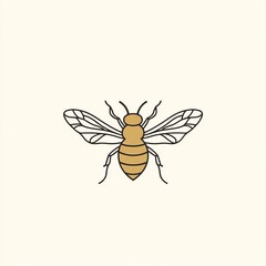 Elegant Line Art Bee: Minimalist Design, Honeycomb Hues