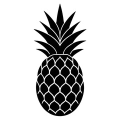 Obraz premium pineapple black silhouette vector, Simple silhouette Design vector icon with white background. Fruit silhouette vector