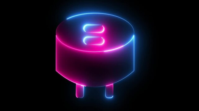 Glowing neon line Electric plug icon isolated on black background. 2 pin plug icon. Electric plug icon. Concept of connection and disconnection of the electricity.