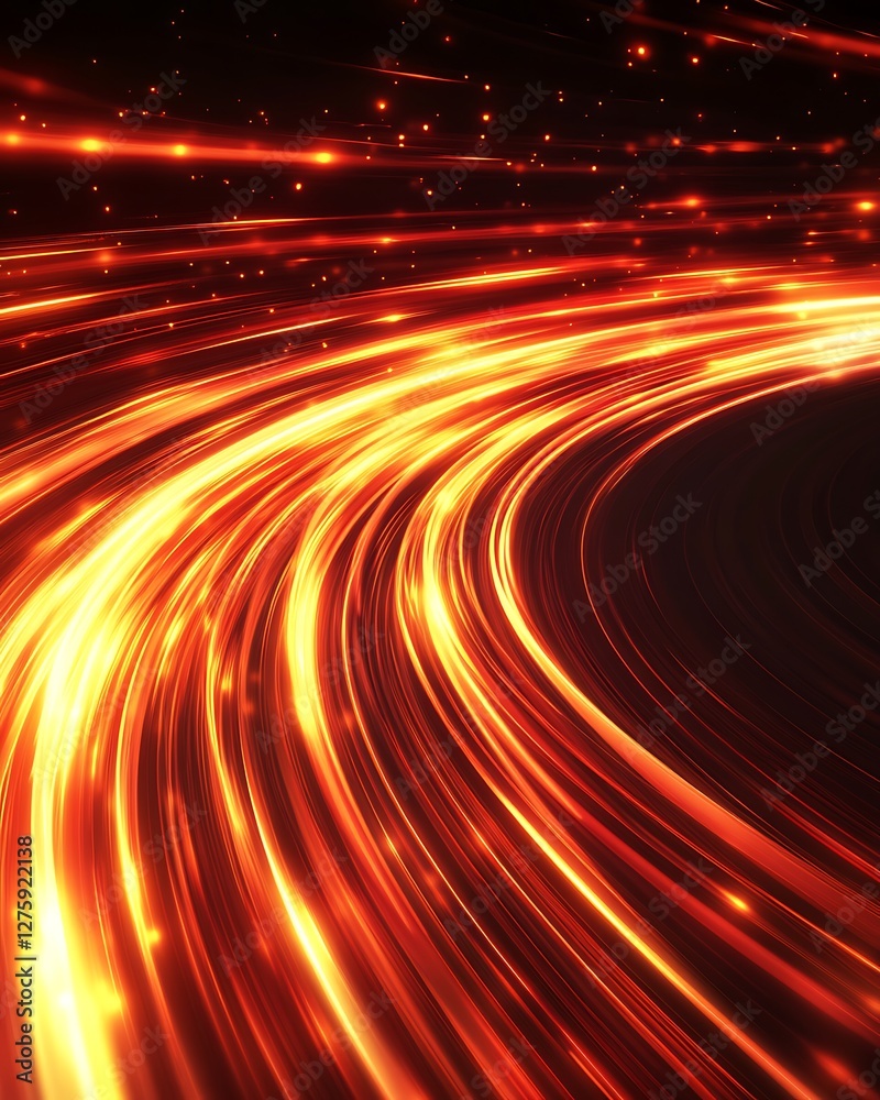 Poster futuristic neon light trails conveying energy and speed in a visually striking composition.