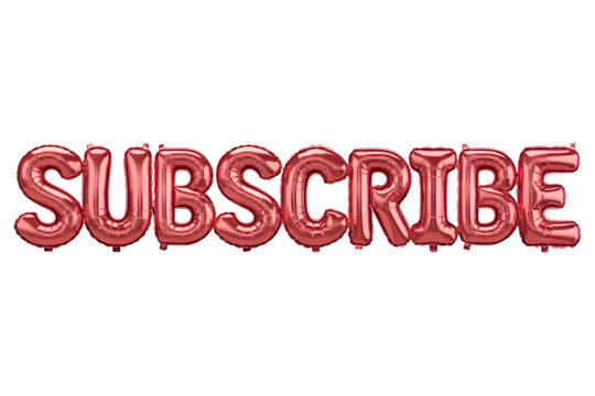 Red Balloons Forming Subscribe, isolated on transparent background