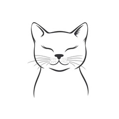 Minimalist Line Art: A Serene Cat Portrait