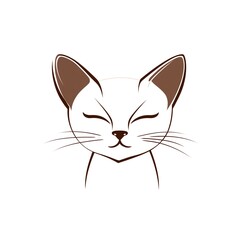 Minimalist Line Art: A Serene Kitten's Portrait