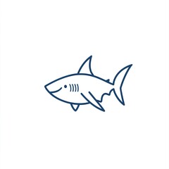 Obraz premium Adorable cartoon shark, minimalist line art. Perfect for kids' products!